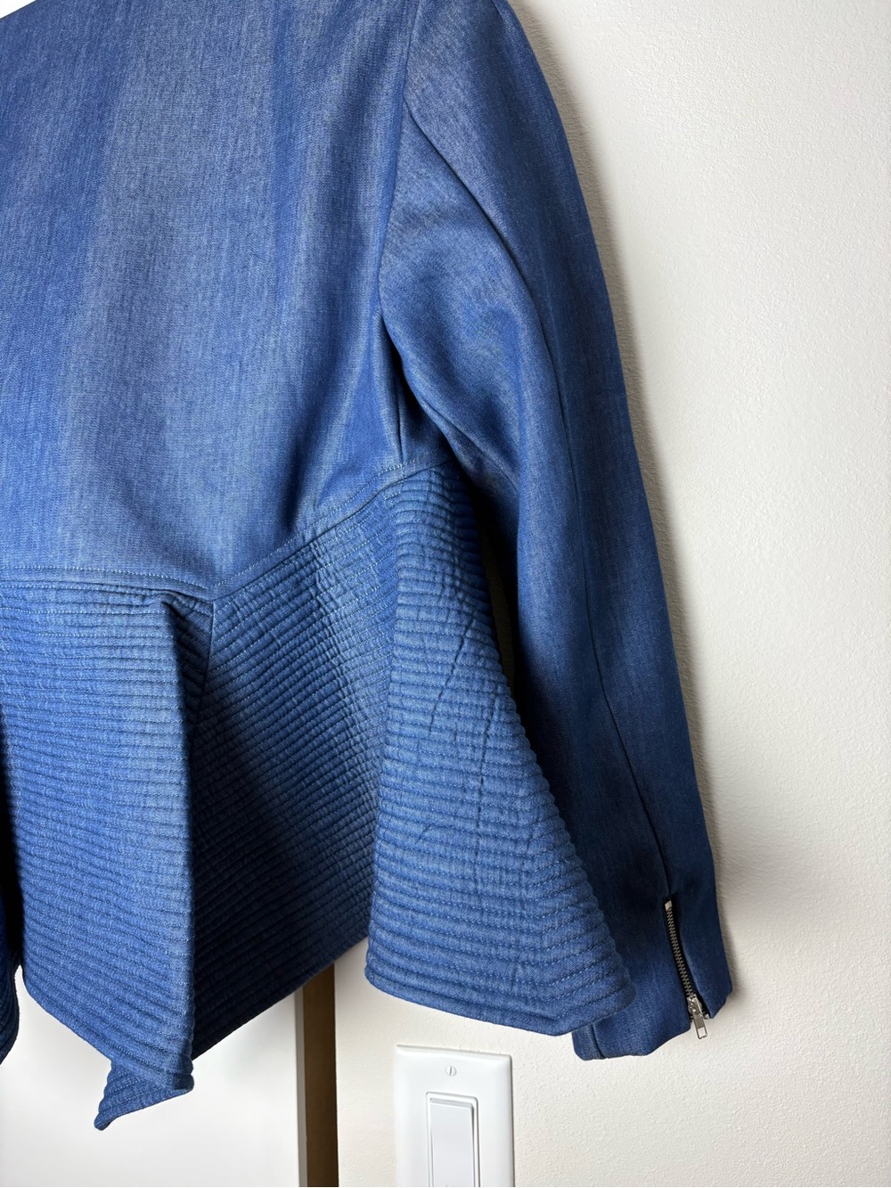 Gracia Designer Asymmetrical Jacket | Sculptural Blue Statement Blazer | Size M - Picture 11 of 14